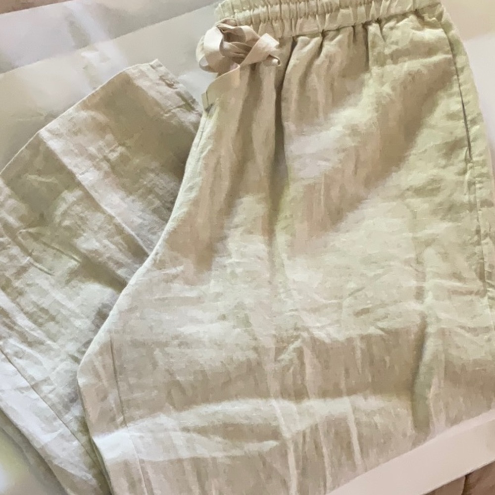 J.CREW LIGHT TAN LINEN PANTS NWT SIZE LARGE